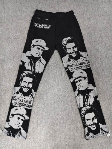 1:1 Top Quality Black Red Cough Syrup Portrait Sweatpants