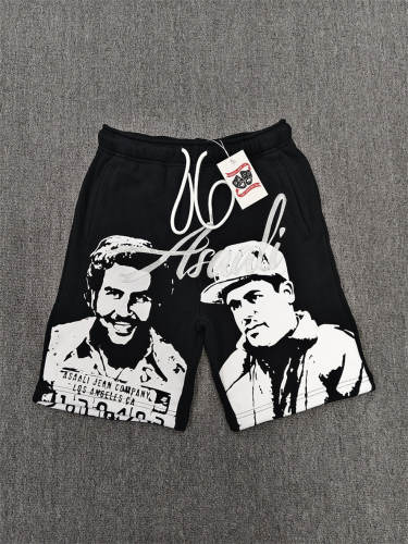 High Quality ASAALI Black White Portrait Sweat Shorts