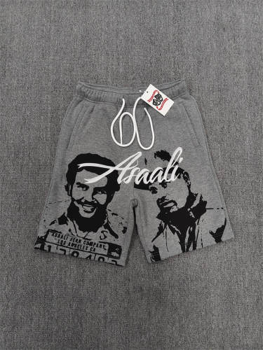 High Quality ASAALI Grey Black Portrait Sweat Shorts