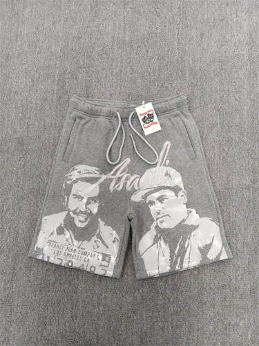 High Quality ASAALI Grey White Portrait Sweat Shorts