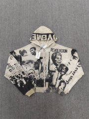 1:1 Quality Vale Forever White Monochrome Collage Zip Hoodie