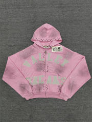 1:1 Quality Vale Forever Pink Crystal Logo Hoodie