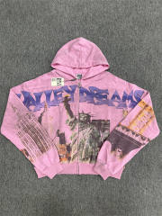 1:1 Quality Vale Forever Pink Graphic Zip Hoodie