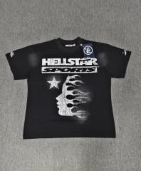 1:1 Hellstar NFC SCAN Hellstar Sports Flame Head Vintage Black T-Shirt
