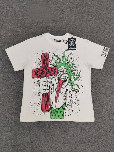 1:1 Hellstar NFC SCAN Hellstar Cartoon Figure Red Cross T-Shirt