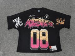 1:1 Hellstar NFC SCAN Hellstar Graffiti Number 08 Gradient Print Short Sleeve Football Top