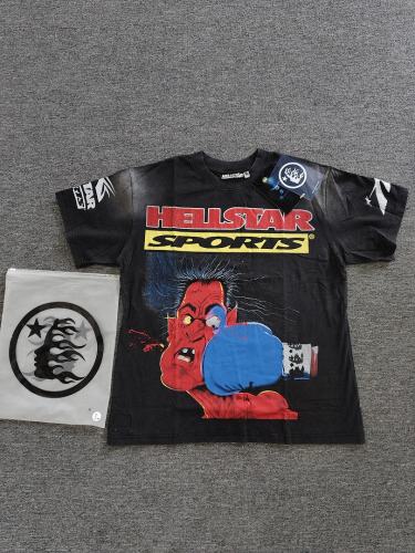 1:1 Hellstar NFC SCAN Hellstar Sports Boxing Devil Cartoon Vintage Black T-Shirt