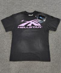 1:1 Hellstar NFC SCAN Hellstar Pink Arrow Star Logo Vintage Black T-Shirt
