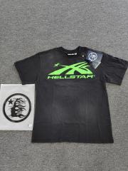 1:1 Hellstar NFC SCAN Hellstar Green Star Logo Vintage Black T-Shirt
