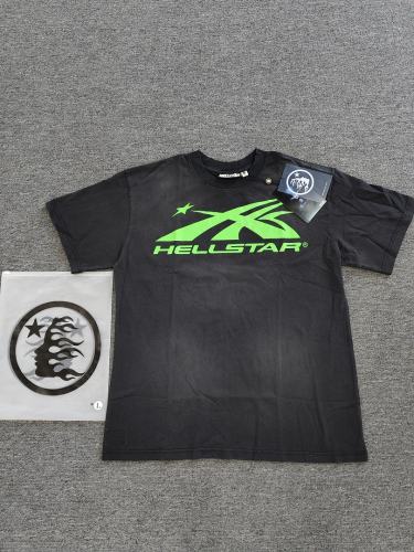 1:1 Hellstar NFC SCAN Hellstar Green Star Logo Vintage Black T-Shirt