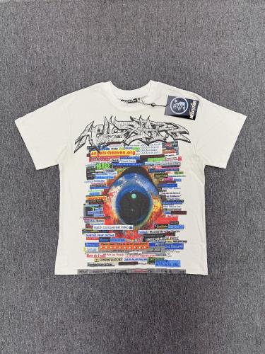 1:1 Hellstar NFC SCAN Hellstar Collage Eyeball Web Text Vintage Off White T-Shirt