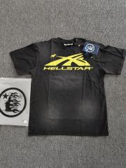 1:1 Hellstar NFC SCAN HellstarY Yellow Logo Black T-Shirt