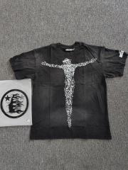 1:1 Hellstar NFC SCAN Hellstar Pixel Crucifix Figure Vintage Black T-Shirt