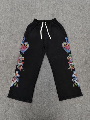 High Quality We Are Righteous Floral Angel Graphic Sweatpants- Black