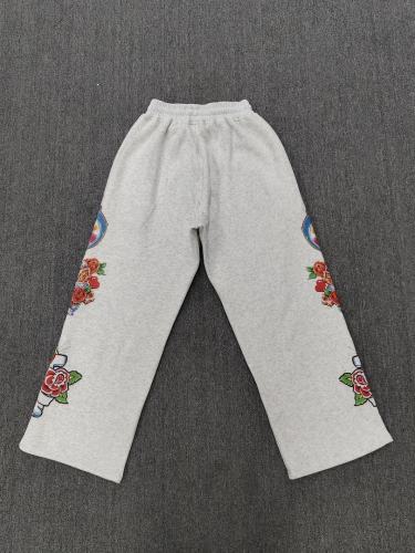High Quality We Are Righteous Floral Angel Graphic Sweatpants- Grey