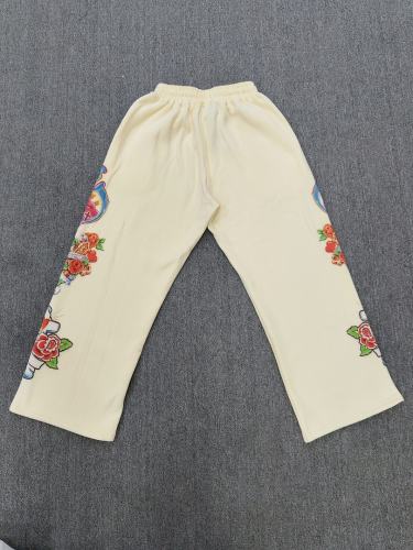High Quality We Are Righteous Floral Angel Graphic Sweatpants- Cream