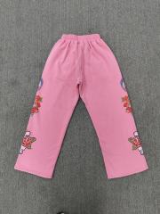 High Quality We Are Righteous Floral Angel Graphic Sweatpants- Pink