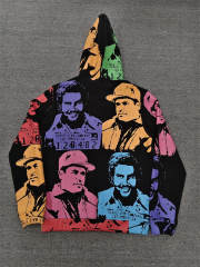 High Quality ASAALI Black Multicolor Portrait Collage Hoodie
