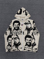 High Quality ASAALI Black White Portrait Collage Pullover Hoodie