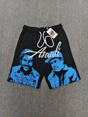 ASAALI Black Blue Portrait Sweat Shorts