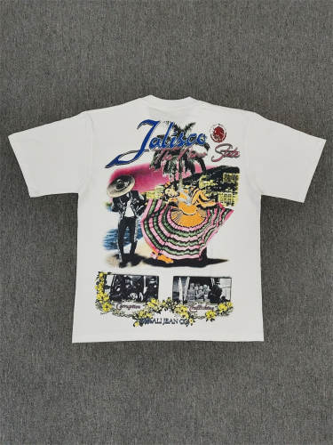 High Quality ASAALI White Sunset Photo Graphic T-Shirt