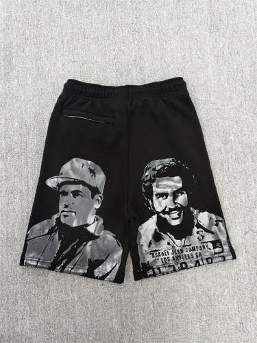 High Quality ASAALI Black Silver Portrait Sweat Shorts