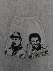 High Quality ASAALI Grey Black Portrait Sweat Shorts