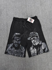 High Quality ASAALI Black Silver Portrait Sweat Shorts