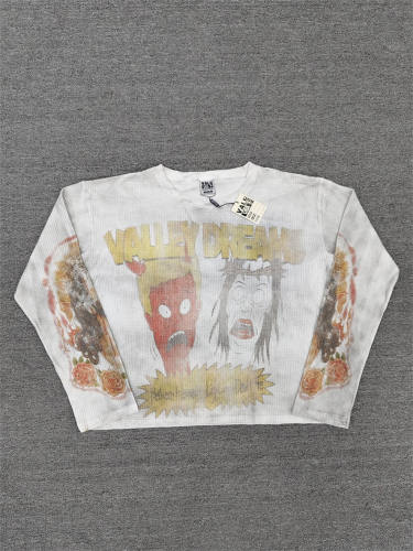 Vale Forever Valley Dreams Retro Horror Comic Character Print Waffle Thermal Long Sleeve Shirt