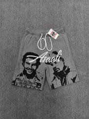 High Quality ASAALI Grey Black Portrait Sweat Shorts
