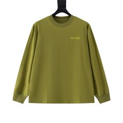 ARC Men Oversized Dinosaur Skeleton Back Print Army Green Long Sleeve T Shirt