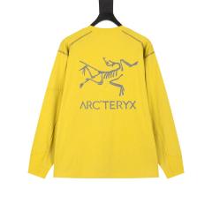 ARC Men Oversized Dinosaur Skeleton Back Print Yellow Long Sleeve T Shirt
