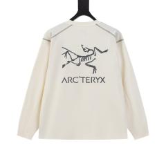 ARC Men Oversized Dinosaur Skeleton Back Print Beige Long Sleeve T Shirt