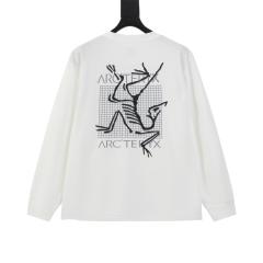 ARC Men Oversized Dinosaur Skeleton Back Print White Long Sleeve T Shirt
