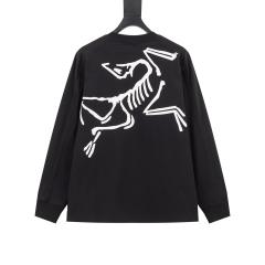ARC Men Oversized Dinosaur Skeleton Back Print Black Long Sleeve T Shirt