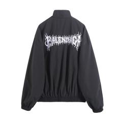 BLCG Back Gothic Flame Letter Print Jacket