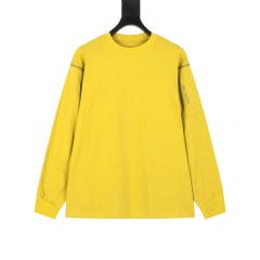 ARC Men Oversized Dinosaur Skeleton Back Print Yellow Long Sleeve T Shirt