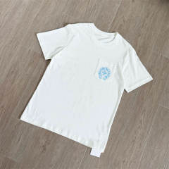 1:1 Top Quality CH Miami Limited Light Blue T Shirt Horseshoe Floral Back
