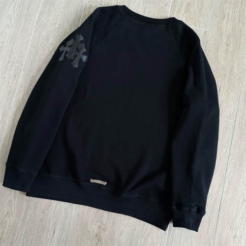 1:1 Top Quality CH Multi Cross Rubber Patch Black Crew Neck Sweatshirt