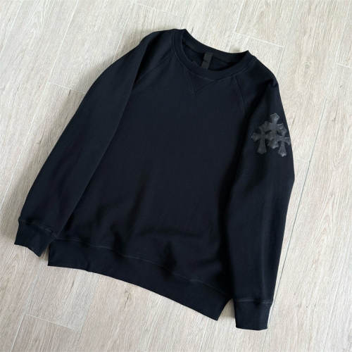 1:1 Top Quality CH Multi Cross Rubber Patch Black Crew Neck Sweatshirt