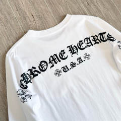 1:1 Quality CH USA Gothic Back Print White Long Sleeve T-Shirt