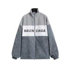BLCG Stand Collar Zip Up Windbreaker Jacket, 3-Tone Color Block Graphic Jacket