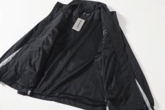BLCG Stand Collar Zip Up Windbreaker Jacket, Black Side Dual Grey Stripe Lightweight