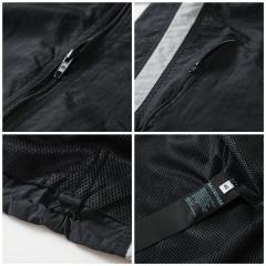 BLCG Stand Collar Zip Up Windbreaker Jacket, Black Side Dual Grey Stripe Lightweight