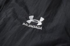 BLCG Stand Collar Zip Up Windbreaker Jacket, Black Side Dual Grey Stripe Lightweight