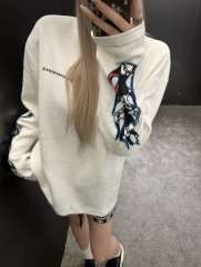 1:1 Top Quality CH Sinister Graphic Long Sleeve Shirt, White Waffle Knit