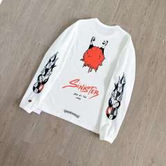 1:1 Top Quality CH Sinister Graphic Long Sleeve Shirt, White Waffle Knit