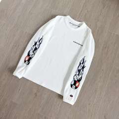 1:1 Top Quality CH Sinister Graphic Long Sleeve Shirt, White Waffle Knit