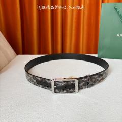 Goyαrd Silver Pin Buckle Printed Waist Belt Classic Pattern Leather Belt