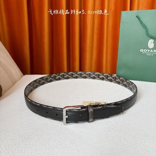 Goyαrd Silver Pin Buckle Printed Waist Belt Classic Pattern Leather Belt